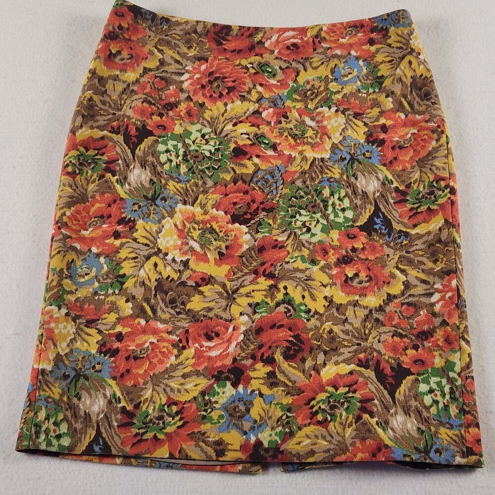 Talbots Pencil Skirt Womens 10 Abstract Watercolor Monet Flowers Autumn